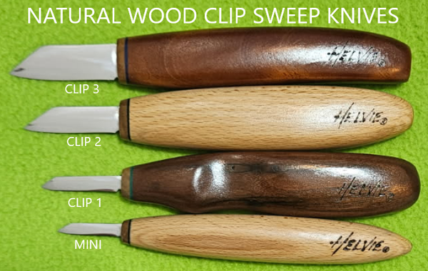 Helvie® Natural Wood Clip Sweep Knives
