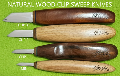 Helvie® Natural Wood Clip Sweep Knives